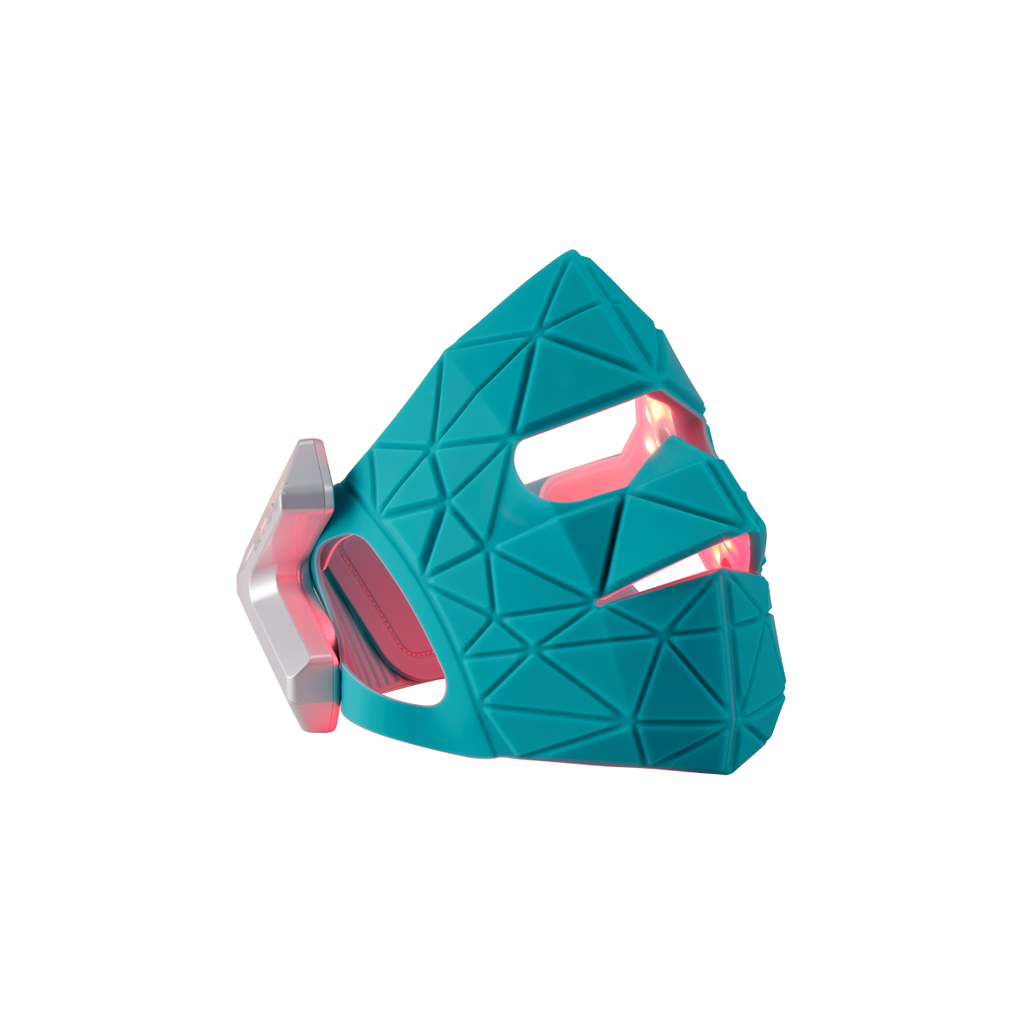 Blue Green Mask Lift LED mask, close-up on white background