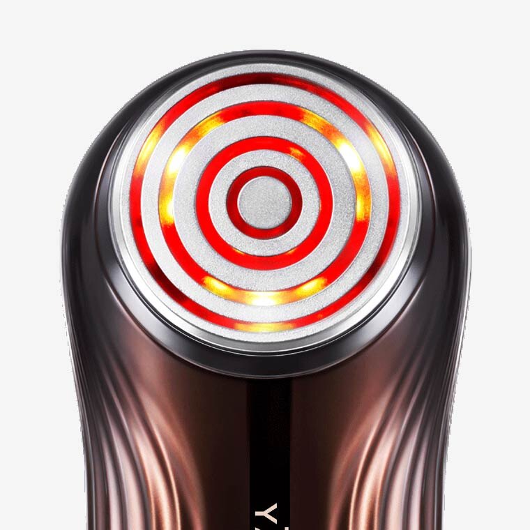 Close-up of the Bloom 6 head with illuminated red rings